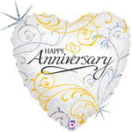 Happy Anniversary Holographic Heart Balloon