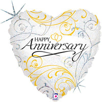 Happy Anniversary Holographic Heart Balloon