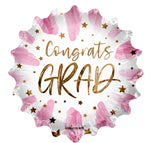 Congrats Grad scalloped round foil Balloon