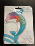Anagram Dolphin Supershape Foil Balloon- pastel ombre rainbow