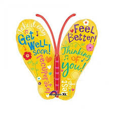 Anagram SuperShape Foil Balloon- Get Well Butterfly