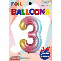 Trico Balloon NUMBER #0 RAINBOW 34" FOIL