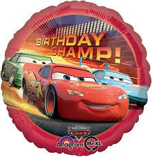 Anagram 17“ Round Foil Balloon- Cars Birthday Champ