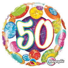 Qualatex Round Foil Balloon- 50 RAINBOW DOTS 18"