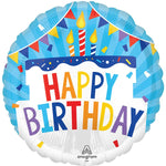 Anagram Round Foil Balloon- Blue Birthday Cake