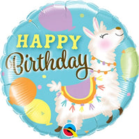 Qualatex 18” Round Foil balloon- Happy Birthday Llama