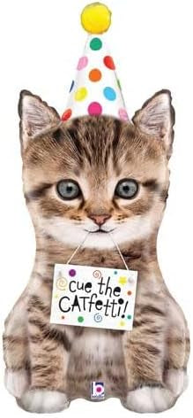 Betallic Cat Foil Balloon- Birthday Kitten Party Hat 36“