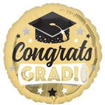 Anagram Round Foil Balloon- Congrats Grad Shiny Gold