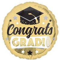 Anagram Round Foil Balloon- Congrats Grad Shiny Gold