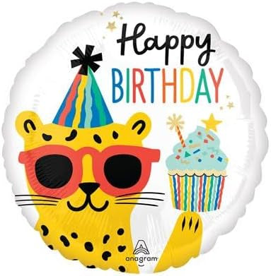 Anagram Round Foil Balloon- Party Animal Cat Happy Birthday