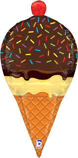 Betallic Dimentionals 33“ Foil Balloon- Ice Cream Cone