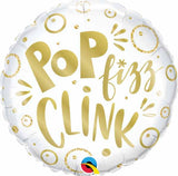 18” foil balloon pop fizz clink