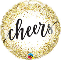 CHEERS GOLD GLITTER DOTS 18"  foil balloon