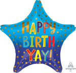 Anagram Balloons HAPPY BIRTH YAY 19" Star foil mylar