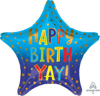 Anagram Balloons HAPPY BIRTH YAY 19" Star foil mylar