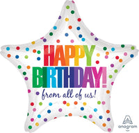 Anagram Balloons Happy Birthday From All of Us STAR 18" mylar