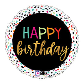 Betallic Balloons Birthday  COLOURFUL DOTS 18" Round foil balloon