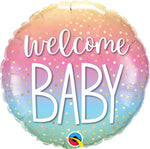 Qualatex Round Foil Balloon- WELCOME BABY CONFETTI DOTS 18"