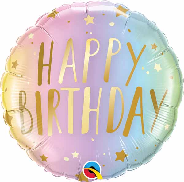 Happy birthday PASTEL OMBRE & STARS 18" foil balloon