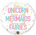 Pioneer Balloon Co UNICORN MERMAIDS FAIRIES 18" Round balloon