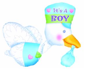 Anagram 32“ STORK Foil Balloon- Baby It‘s A Boy/ It‘s a Girl