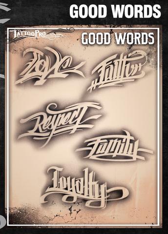 Wiser's Good Words AirBrush Tattoo Pro Stencil