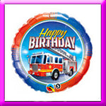 Qualatex Round Foil Balloon- 18" Birthday Fire Truck Balloon