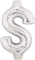 SYMBOL $ SILVER DOLLAR 40" SuperShape Balloon