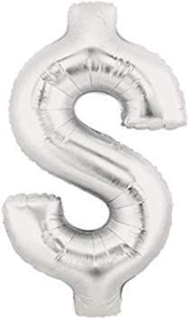SYMBOL $ SILVER DOLLAR 40" SuperShape Balloon