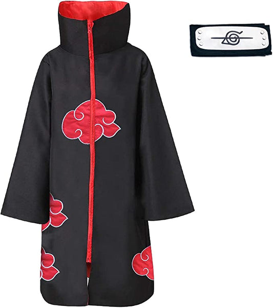 naruto kids halloween costume Akatsuki Itachi Uchiha Cloak Naruto Halloween Cape Cloaks Adults Robe Kids Ninja Headband Cosplay Costume