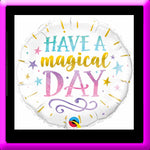 Qualatex 18" Round Foil Balloon-  Have A Magical Day pastel, gold
