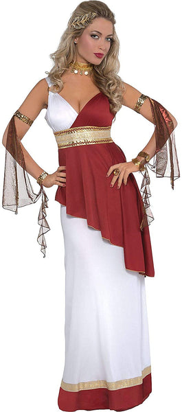 amscan Adult Imperial Empress ADult HAlloween Costume - Small (2-4), Red