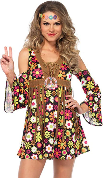 Leg Avenue Women's Starflower Hippie Costume 70's  60' s Costume Womens halloween costume large