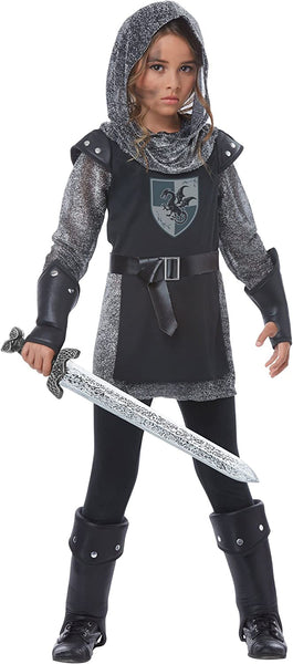 California Costumes Medieval, Chainmail Noble Knight Girls Costume, Black/Silver, Medium