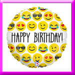 Betallic Round Foil Balloon- 18" Emoji Happy Birthday
