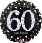 SPARKLING BIRTHDAY 60 HOLO 18" Round foil balloon