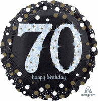 SPARKLING BIRTHDAY 70 HOLOGRAPHIC 18" ROUND FOIL BALLOON