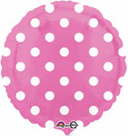 Pink Foil Balloon with white polka dots 18"