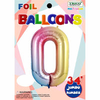Trico Balloon NUMBER #0 RAINBOW 34" FOIL