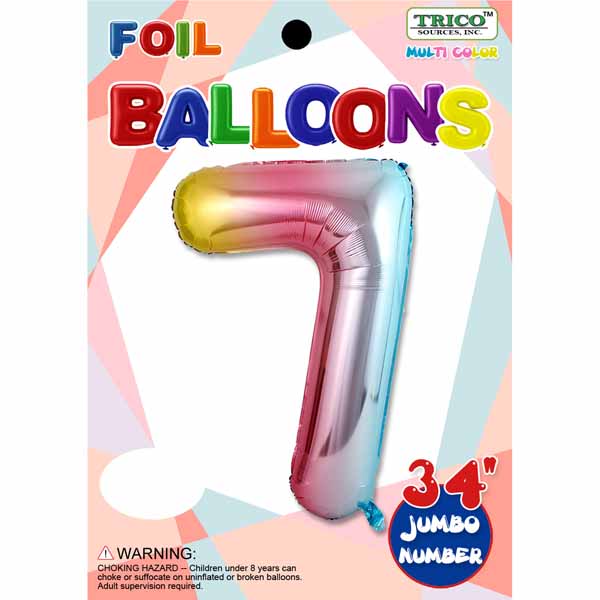Trico Balloon  NUMBER #7 RAINBOW 34" FOIL