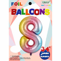 Trico Balloon NUMBER #8 RAINBOW 34" FOIL