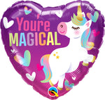 Pioneer Balloon Co UNICORN YOU'RE MAGICAL 18" heart balloon