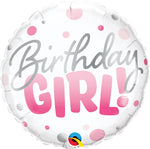 Pioneer Balloon Co BIRTHDAY GIRL PINK DOTS 18" Foil Balloon