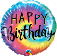 Pioneer Balloon Co birthday TyE DYE SWIRLS 18" round