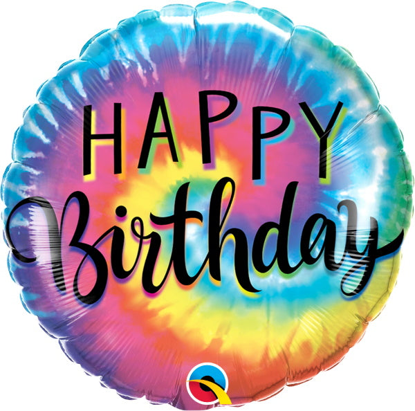 Pioneer Balloon Co birthday TyE DYE SWIRLS 18" round