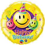 Qualatex Foil Balloon- 18" Birthday Smiley Faces emoji