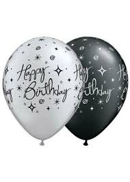 Elegant Birthday - Black / Silver 11" Latex Balloon