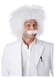 Mad Scientist Costume Set Old Man Curly Wig White Lab Coat Glasses Mustache Eyebrows for Grandpa Halloween Cosplay