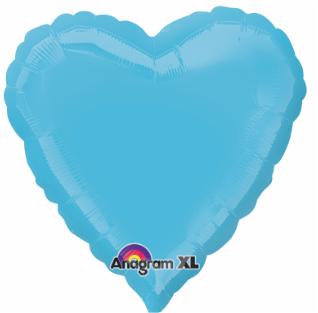 LIGHT BLUE TEAL TURQUOISE 18" HEART FLAT CARIBBEAN BLUE FOIL BALLOON