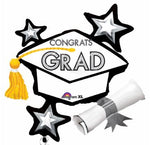 CONGRATS GRAD WHITE 31" SHAPE Foil Balloon